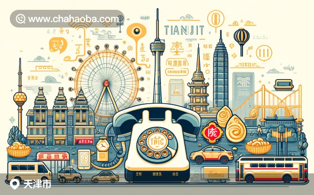 天津市022區(qū)號插圖，包含天津之眼摩天輪、天津廣播電視塔、鼓樓及通信元素。