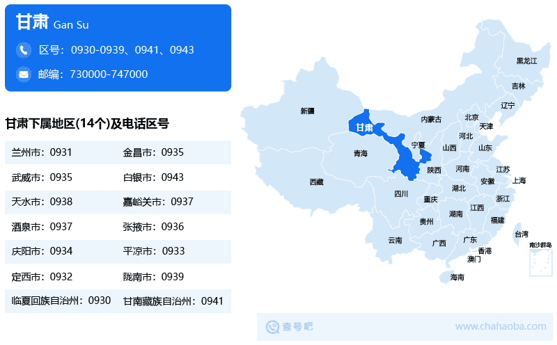 甘肅區(qū)號(hào)圖片