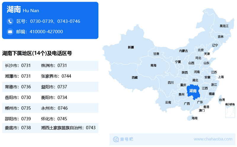 湖南區(qū)號圖片